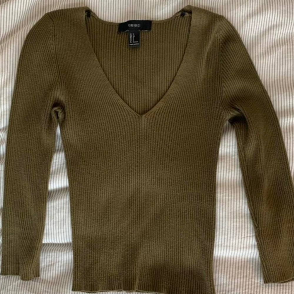 Olive Green Ribbed Top